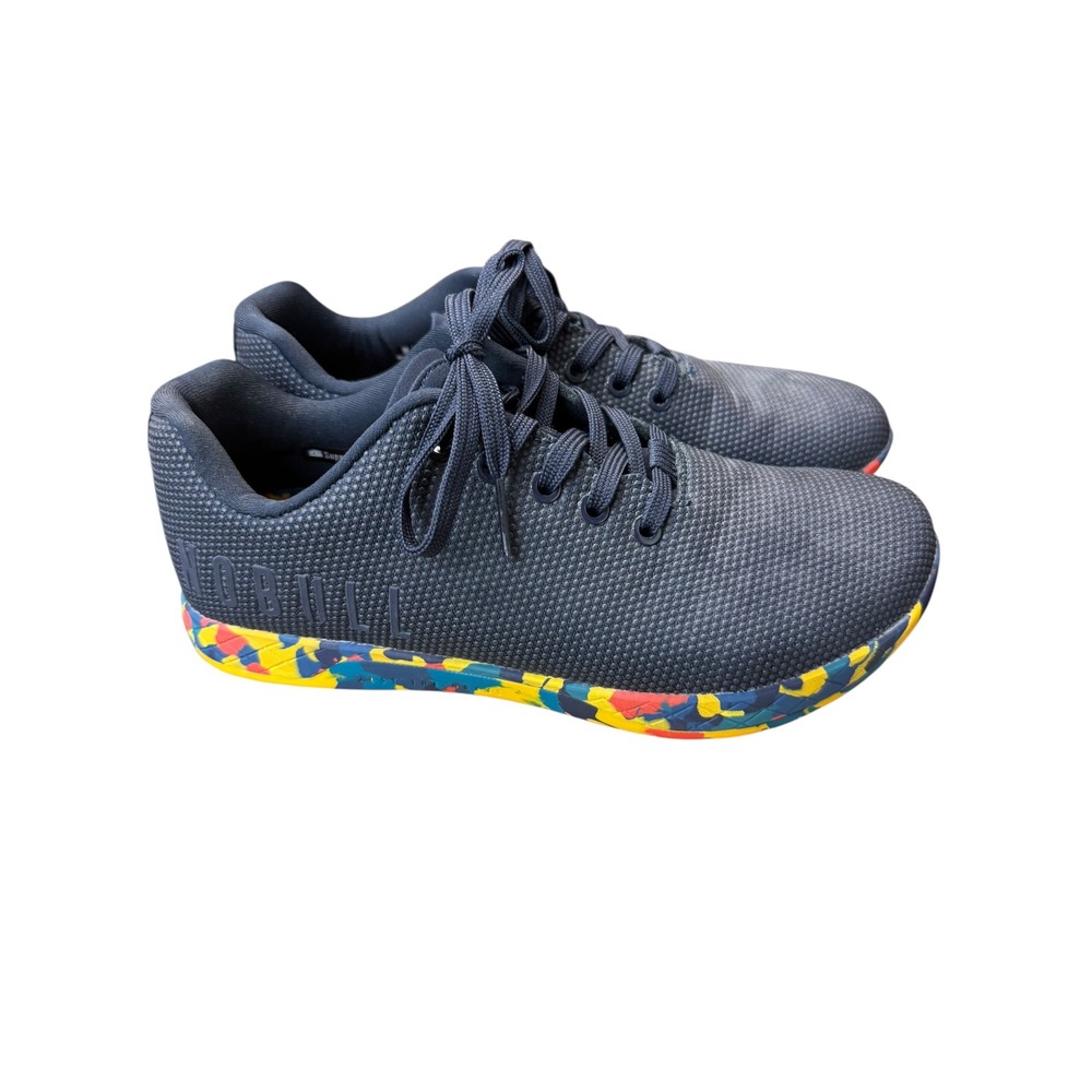 NOBULL SuperFabric Trainer Mens 8.5 Grey Navy Multi Color Camo Sole Shoes